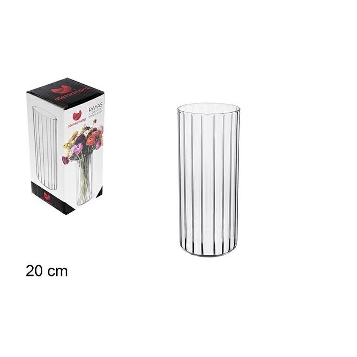 VASO IN BOROSILICATO A RIGHE 20 CM